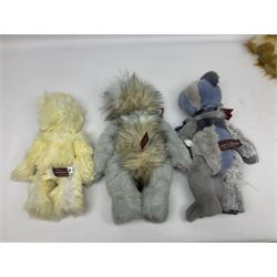 Five Charlie Bears, comprising Chucky Egg CB159030S, and Elwood CB181717, both designed by Heather Lyell, Hodgepodge CB181871A, and Elizabeth CB171752A, both designed by Isabelle Lee, all with tags, and an example CB159011S lacking tag