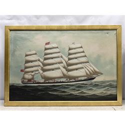 English School (Early 20th Century): Square Rigger 'Wiscombe Park' - Ship's Portrait, oil on canvas unsigned 59cm x 90cm 