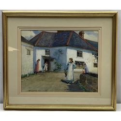 BN Hemy (British 19th/20th century): Cornish Village Scene, watercolour signed and dated 1903, 28cm x 35cm