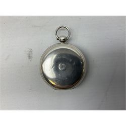 William IV silver open faced key wound pocket watch by T Cox Savory 47 Cornhill London, case hallmarked London 1836, with later key