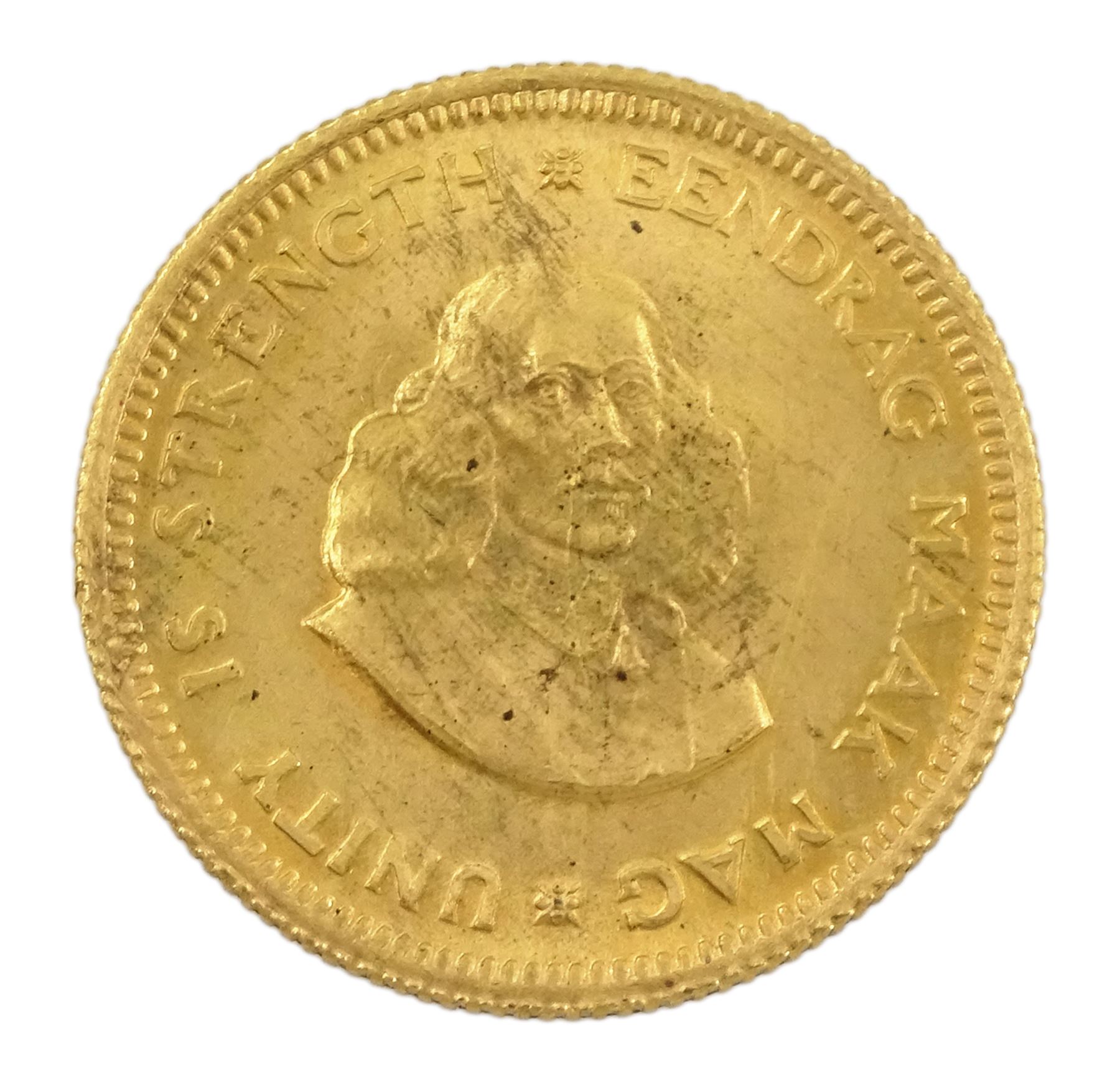 South Africa 1967 gold one rand coin