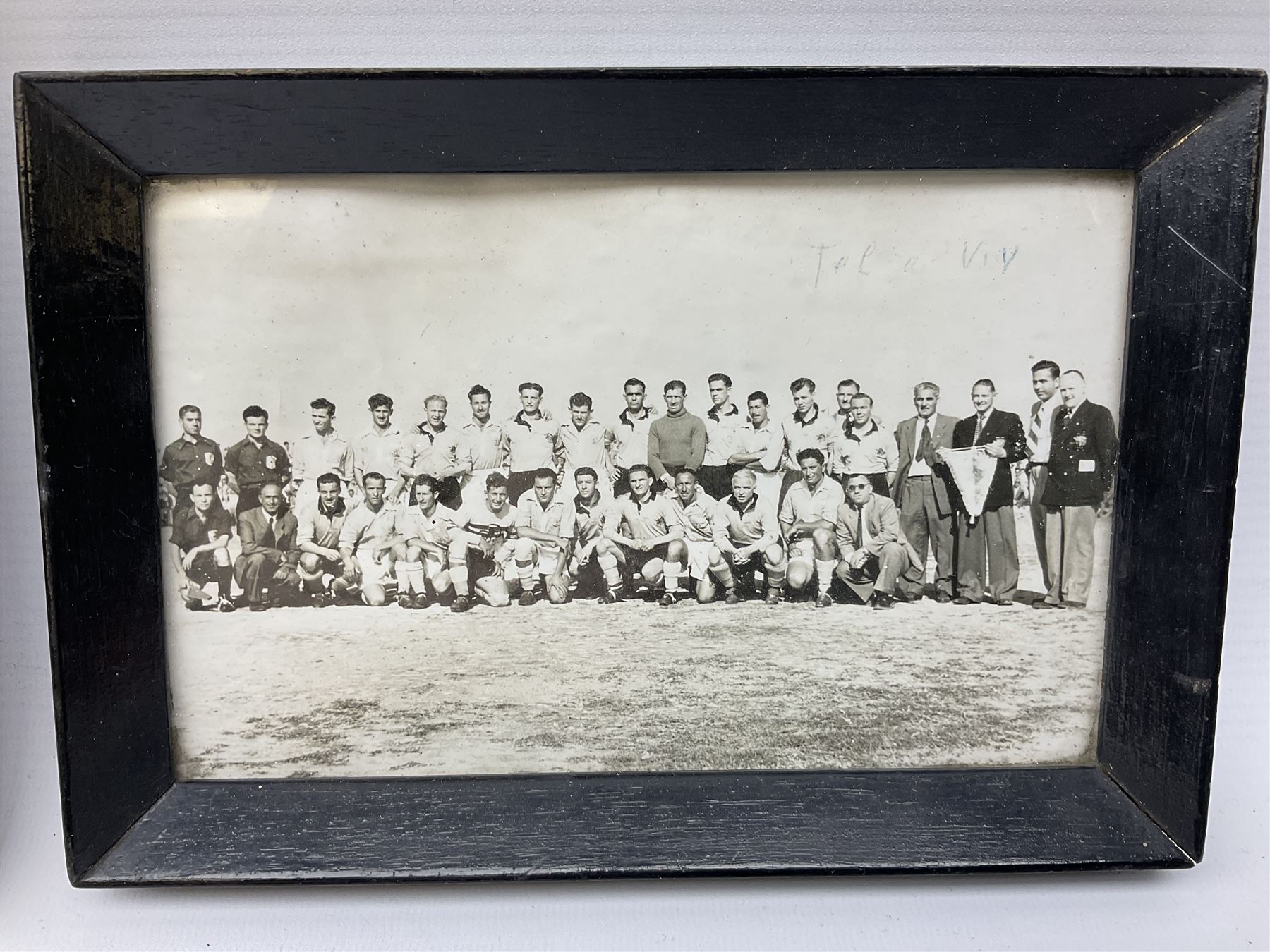 Limited edition First Day Cover 1987 for Sunderland's 50th Anniversary of Winning the F.A. Cup; signed by Raich Carter and Bobby Gurney No.1sp/500; limited edition First Day Cover 1993 to celebrate Raich Carter's 80th Birthday No.1aSp/100; photograph of the RAF XI v Scotland team including Carter and Stanley Matthews; photograph of Carter scoring against Preston N.E. in 1937; photograph of the Hull City squad on tour to Tel Aviv 1949; and photographic print entitled 'North v South Trial Match Bournemouth 2-4-27 Northern Boys' with manuscript note verso by Carter identifying which is him; all framed; Provenance: By direct descent from the family of Raich Carter having been consigned by his daughter Jane Carter (6)