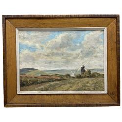 William Francis Strickland (1912–2000): 'Clayton Windmills' Nr. Brighton, oil on board signed, titled with artist's St. Leonards-on-Sea address verso 25cm x 35cm 
