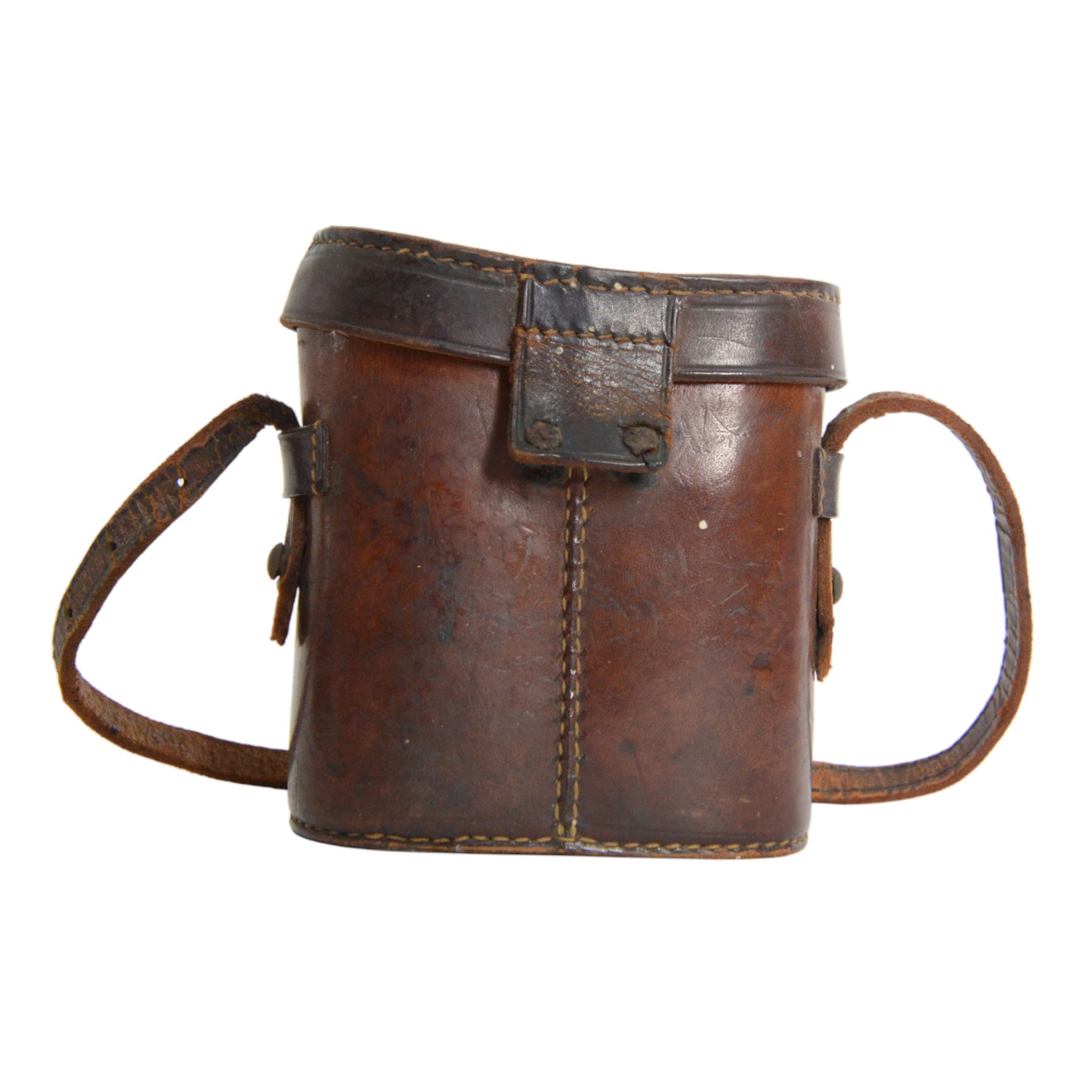 Collection of 20th century military related items, including leather gaiters, field binoculars, canvas bag, spurs 