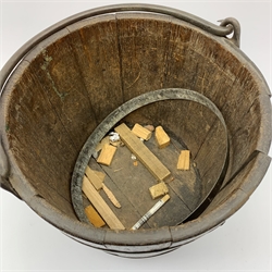 A Victorian coopered oak bucket, with swing handle, excluding handle H28cm, D33cm. 