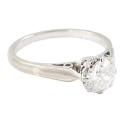 18ct white gold single stone cut diamond ring, diamond approx 0.75 carat