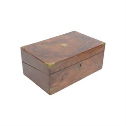 Victorian brass bound writing slope with presentation engraving to brass cartouche, opening to reveal a leather and gilt interior, together with another similar, H16cm 