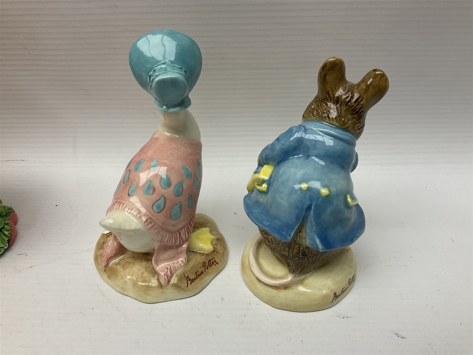 Twelve Border Fine Arts The World of Beatrix Potter and Peter Rabbit Collection figures, including Musical Tailor of Gloucester, Peter Rabbit with Miniature Waterball, Peter Hid in a Flowerpot trinket box, Jemima Puddle Duck with Herbs and Gentleman Mouse, etc