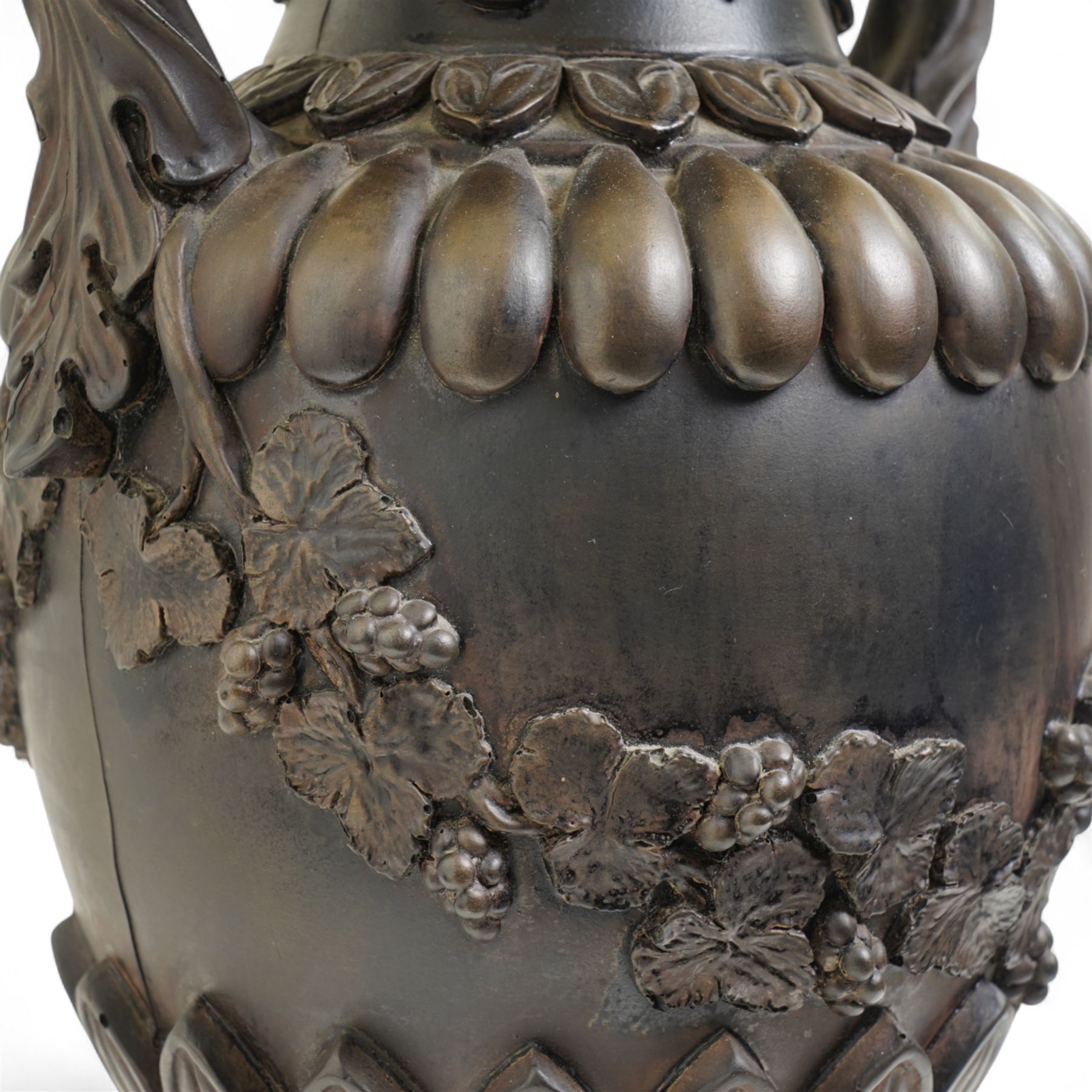 Bronzed effect table lamp by David Hunt Lighting in the form of a classical two handled vase, with pleated shade H55cm excluding fitting