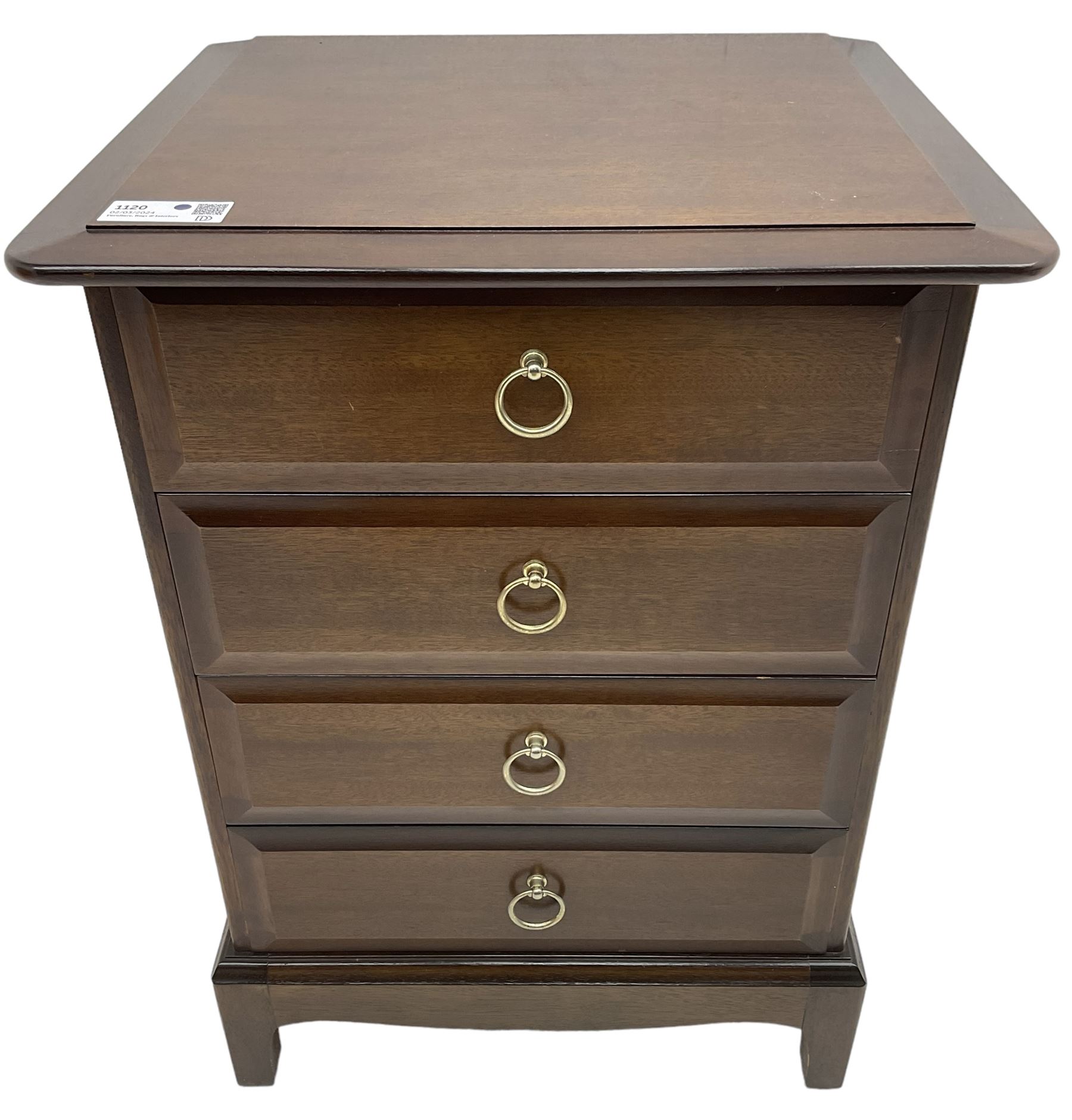 Stag Minstrel - pair of mahogany pedestal chests, fitted with four long drawers