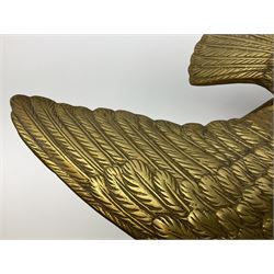 Large brass figure of an eagle on a branch, H51.5cm