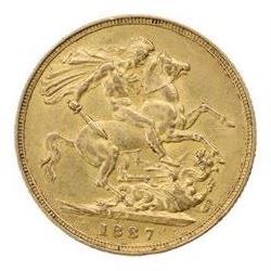 Queen Victoria 1887 gold full sovereign coin