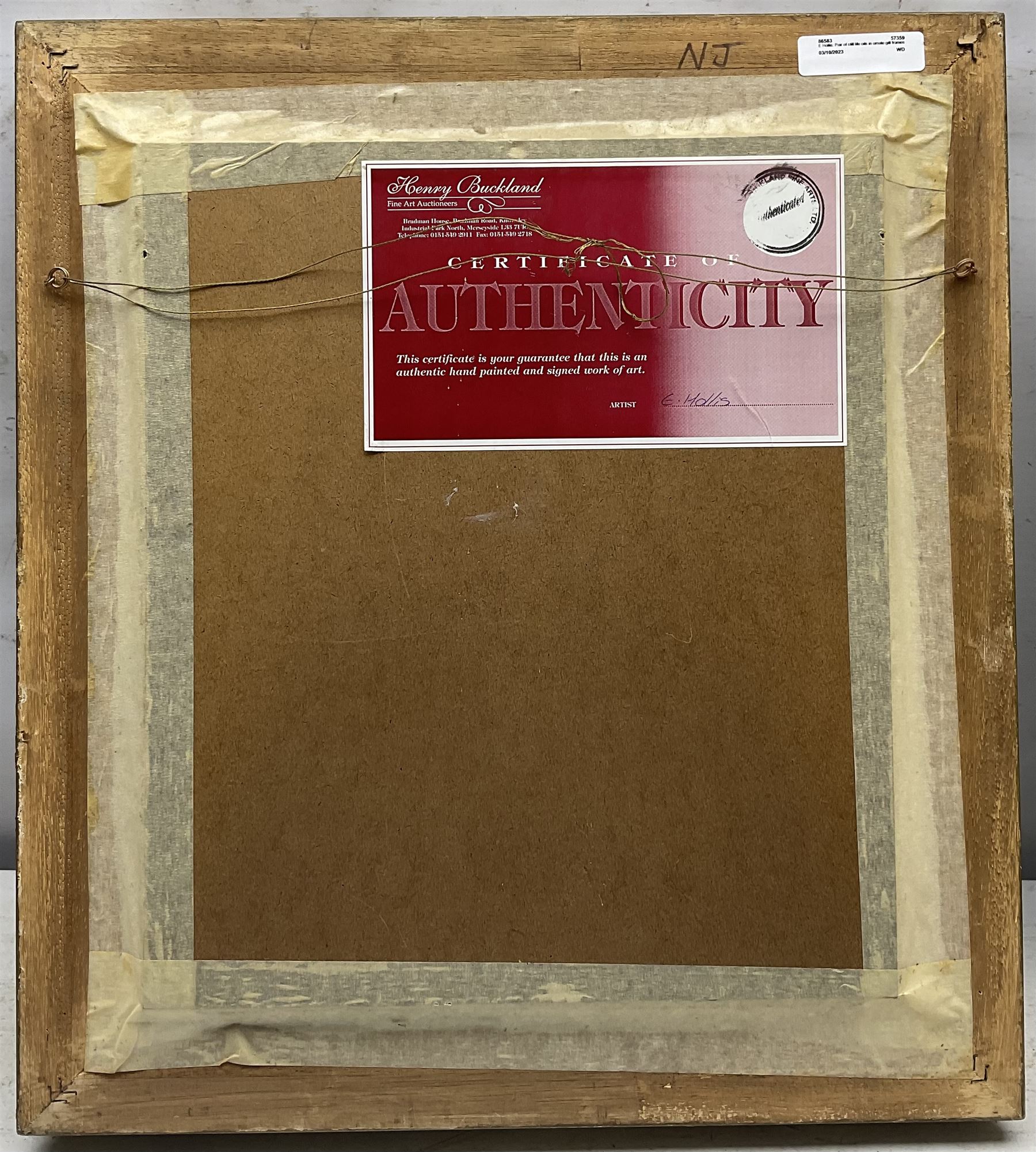 E Hollis (19th/20th Century): Still Life of Fruit and Wine, pair oil on canvas signed 29cm x 24cm (2)