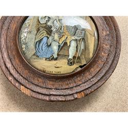 Two framed Victorian Pratt ware pot lids, the first example depicting Queen Victorian titled 'England's Pride', the second titled 'Uncle Topy'