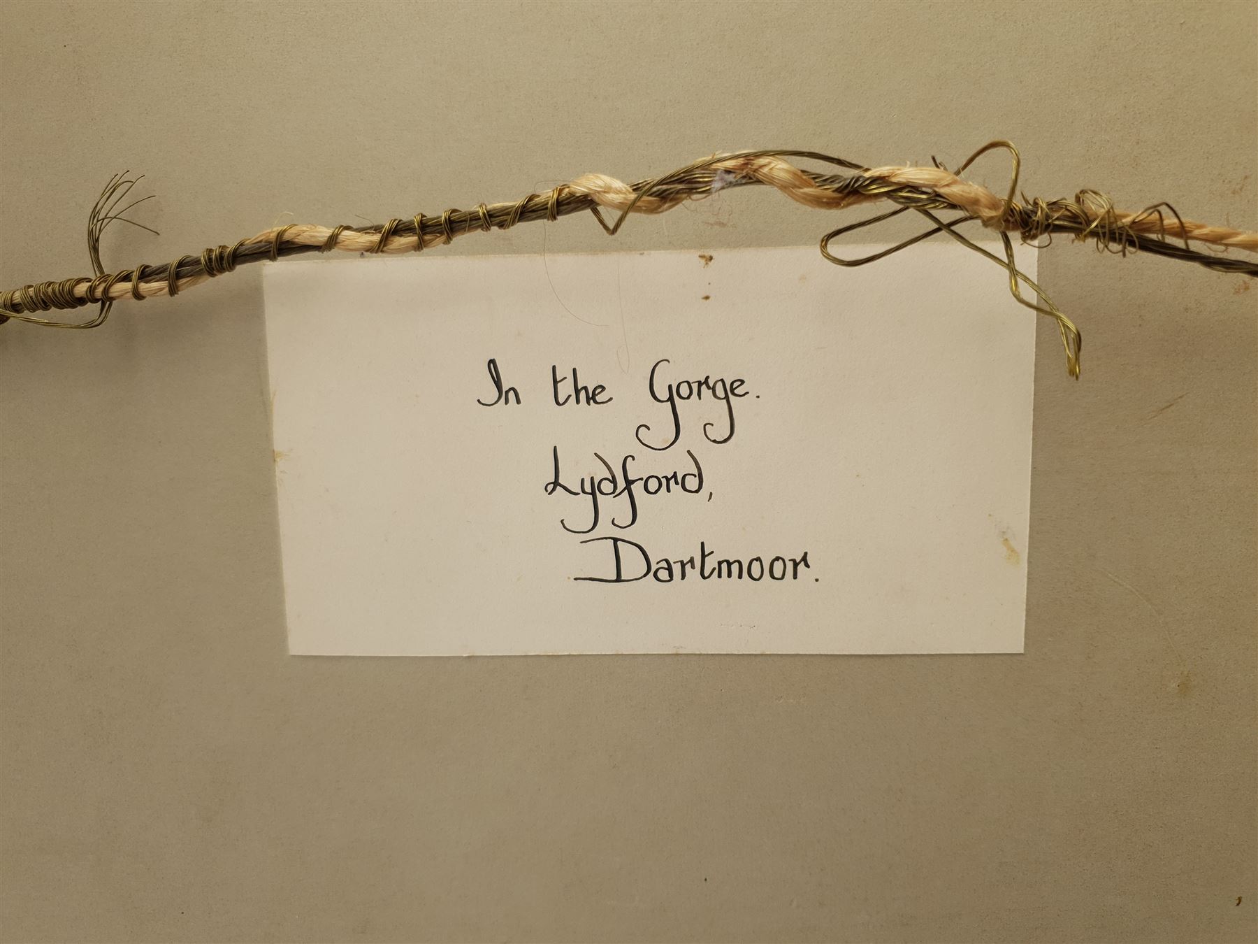 JW (British 19th/20th century): 'In The Gorge Lydford Dartmoor', watercolour signed with monogram, titled on label verso 74cm x 44cm