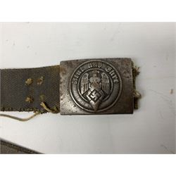WW2 German Hitler Youth belt, the buckle marked 'Blut Und Ehre' and impressed RZM M/4/55 verso; and another Hitler Youth belt with similarly marked buckle (2)