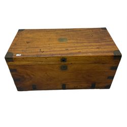 19th century camphor wood blanket box, brass bound, side carrying handles