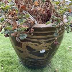Two large circular painted garden pots - THIS LOT IS TO BE COLLECTED BY APPOINTMENT FROM DUGGLEBY STORAGE, GREAT HILL, EASTFIELD, SCARBOROUGH, YO11 3TX