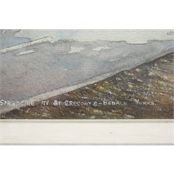 Robert Hughes (English School 20th Century): 'Springtime at St. Gregory's - Bedale - Yorks', signed and dated 1973, 39cm x 59cm