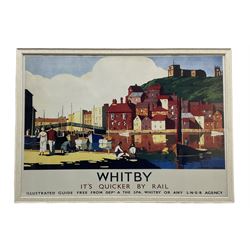 After K Hauff (British early 20th century): 'Whitby - It's Quicker By Rail!', Art Deco Style LNER lithograph poster reprinted c1980 originally pub. c1930, 68cm x 99cm
