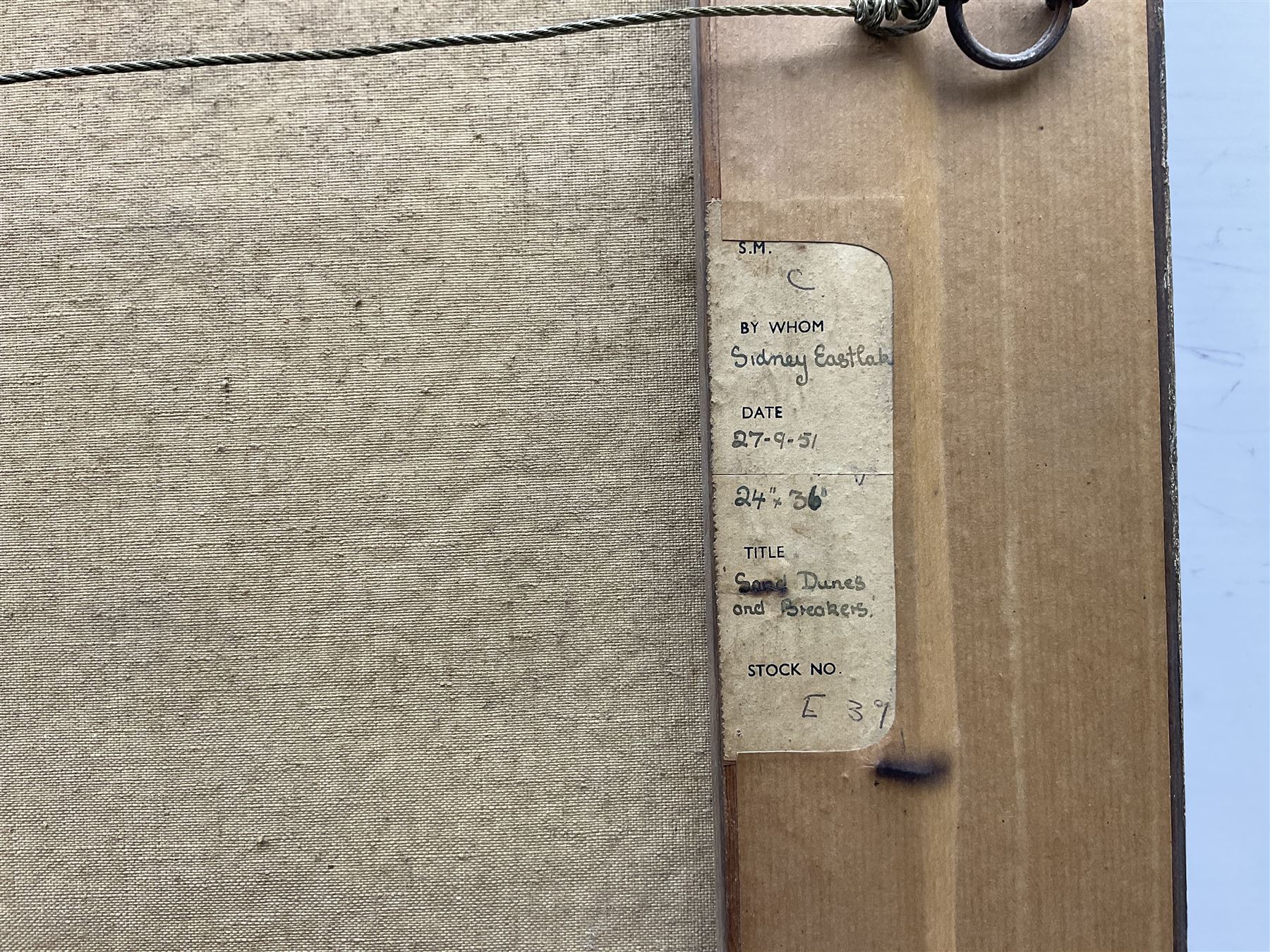 Sidney Eastlake (British 19th/20th century): 'Sand Dunes and Breakers', oil on canvas signed, titled on label verso 60cm x 90cm 
Provenance: with Stacy-Marks Ltd, label verso