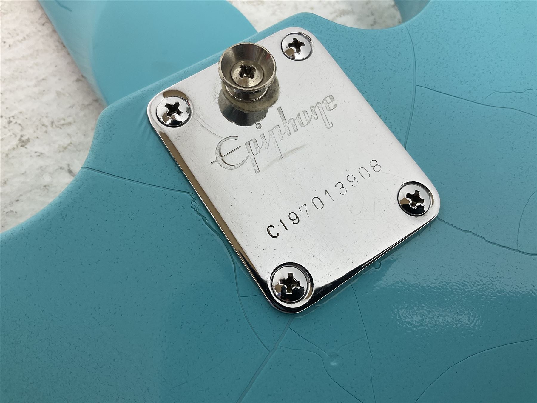 Epiphone Junior Model electric guitar in blue, serial no.C197013908 L98cm