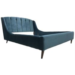 Bensons for Beds - 5' King-size bedstead upholstered in blue velvet 