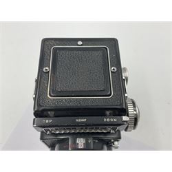 Rolleiflex Series E twin lens camera body, serial no. 1623867, with 'Planar 1.28 f-80mm' lens and 'Heidosmat 1:2.8/80' lens 