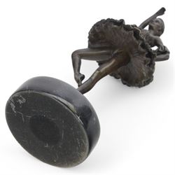 Bronzed figure of a ballerina, signed Chiparis to base, upon circular marble plinth, H32cm