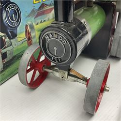 Mamod TE1A live steam traction engine with burner, scuttle and steering rod; boxed