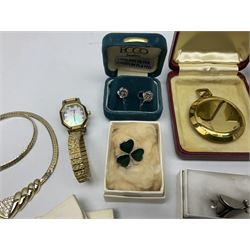 Hallmarked silver page marker, costume jewellery, Rotary wristwatch and pocket watch etc