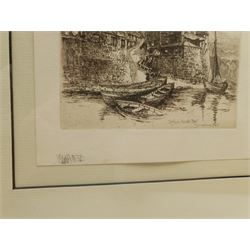 Kenneth F Parratt (British early 20th century): Staithes, etching signed together with English School (20th century): 'Robin Hoods Bay Yorkshire Coast', etching indistinctly signed,  titled in the plate max 20cm x 25cm (2)