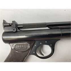 Webley Premier .22 air pistol with over lever action No.902 L24cm; and quantity of .22 pellets in two tins