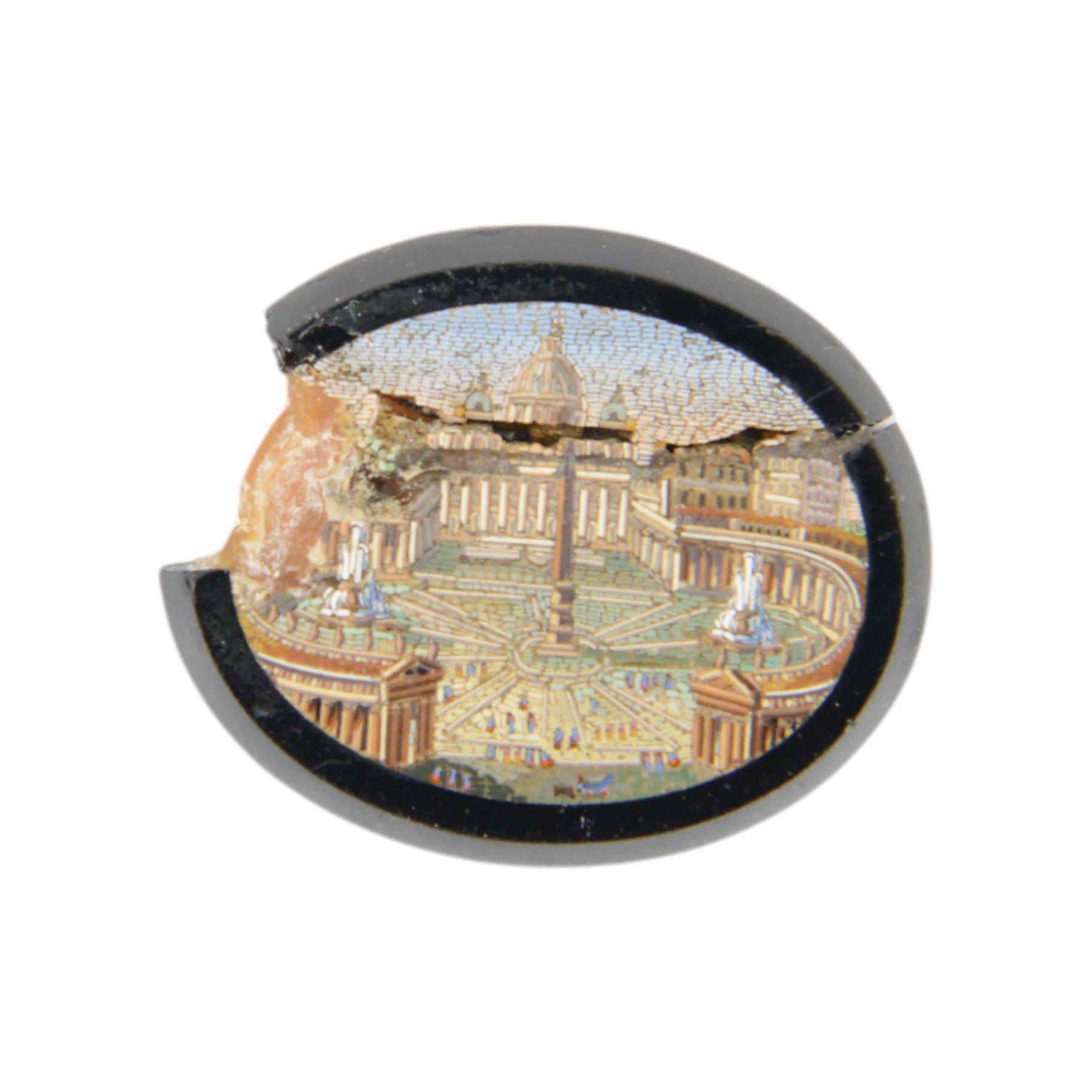 Grand Tour style micro mosaic panel depicting the Pantheon, together with three other examples, including a depiction of St Peters Square 