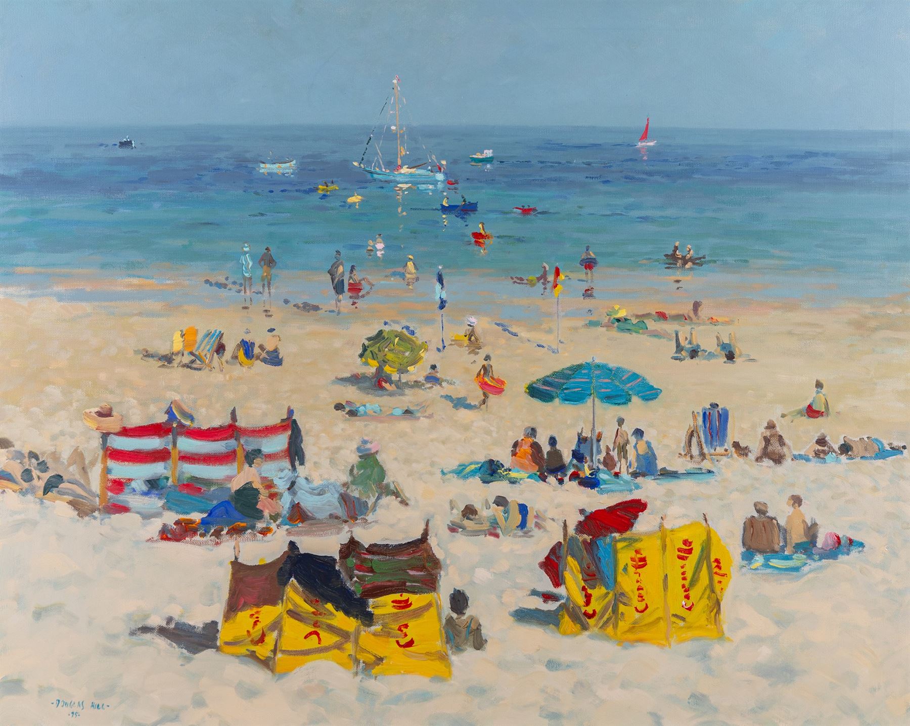 Douglas Hill (British 1953-): Porthminster Beach - Carbis Bay - St Ives, oil on canvas signed and dated '95, 60cm x 75cm
