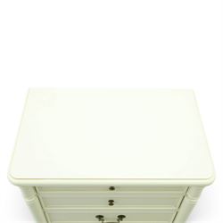 Laura Ashley - 'Clifton' tall pedestal chest, fitted with six graduating long drawers flanked by half-canted pilasters, raised on turned feet, in ivory finish