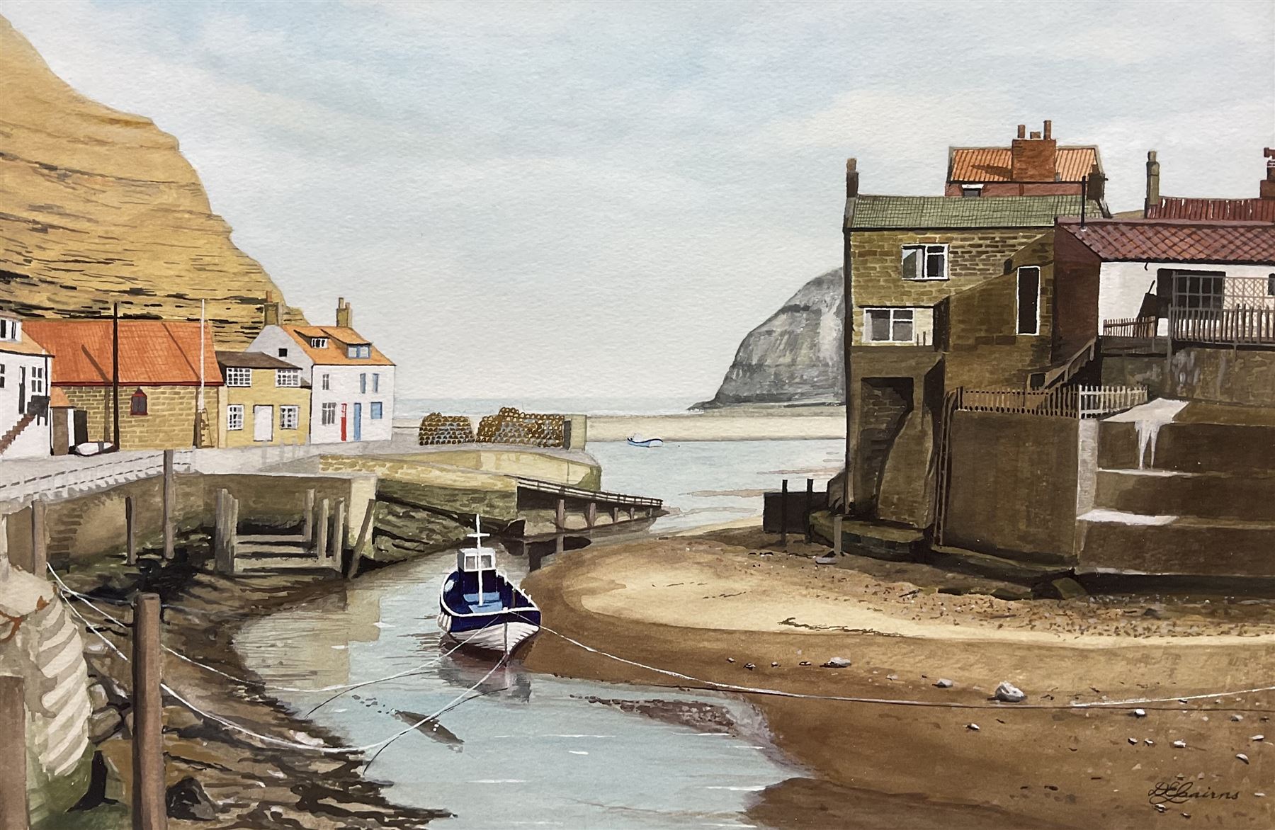 Nina Pickup (British 1947-): Staithes, oil on board signed 24cm x 30cm; English School (contemporary): Staithes, watercolour indistinctly signed 30cm x 45cm (2)