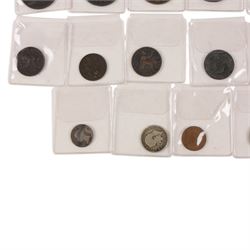 Mainly Great British coins, including George III 1799 and 1806 half pennies, Queen Victoria 1842 silver Maundy fourpence, etc