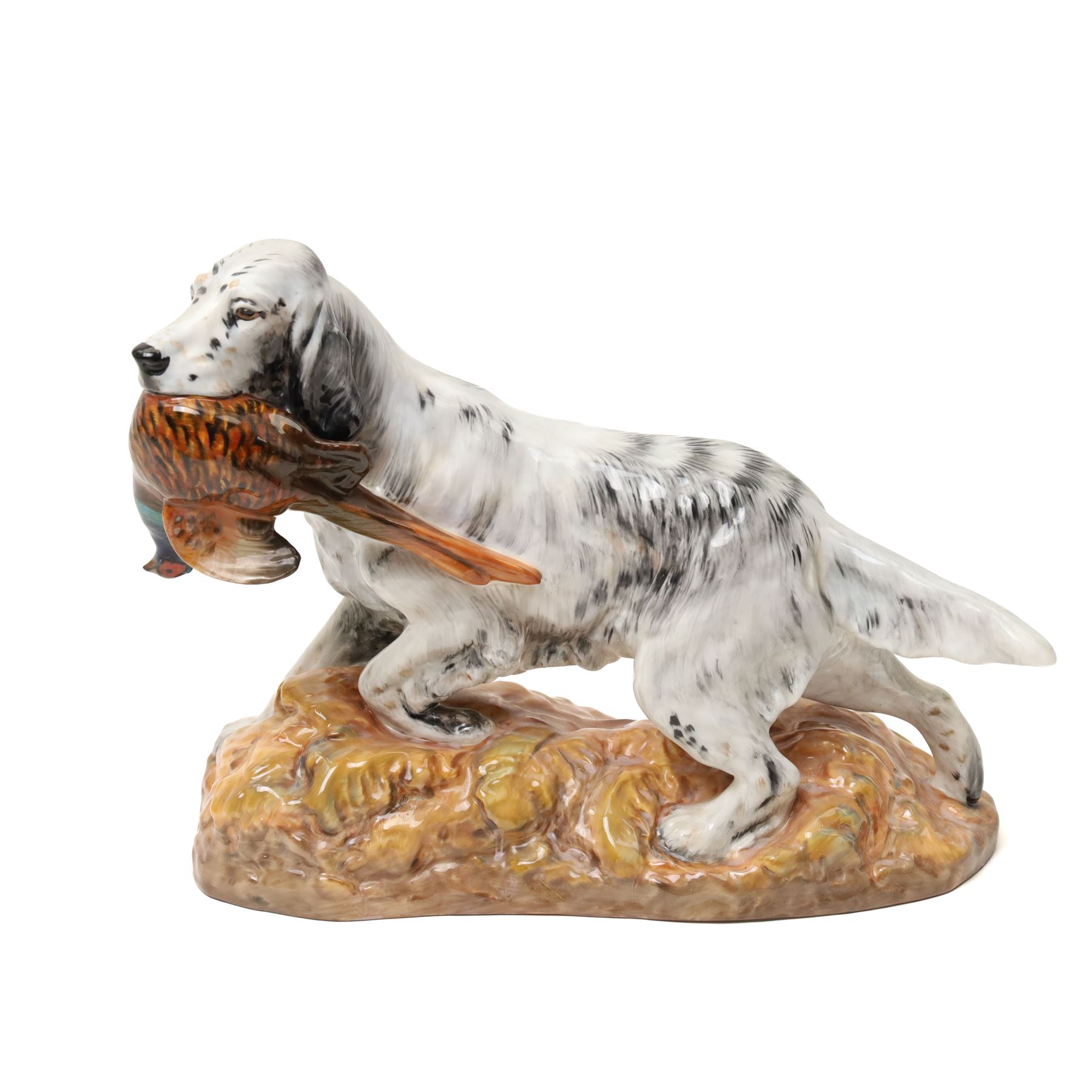 Royal Doulton figures comprising The Professor HN2281, The Judge HN2443, Julia HN2705, Fleur HN2368, Sandra HN2275, Ninette HN2379 and an English Setter with pheasant HN2529 (7)