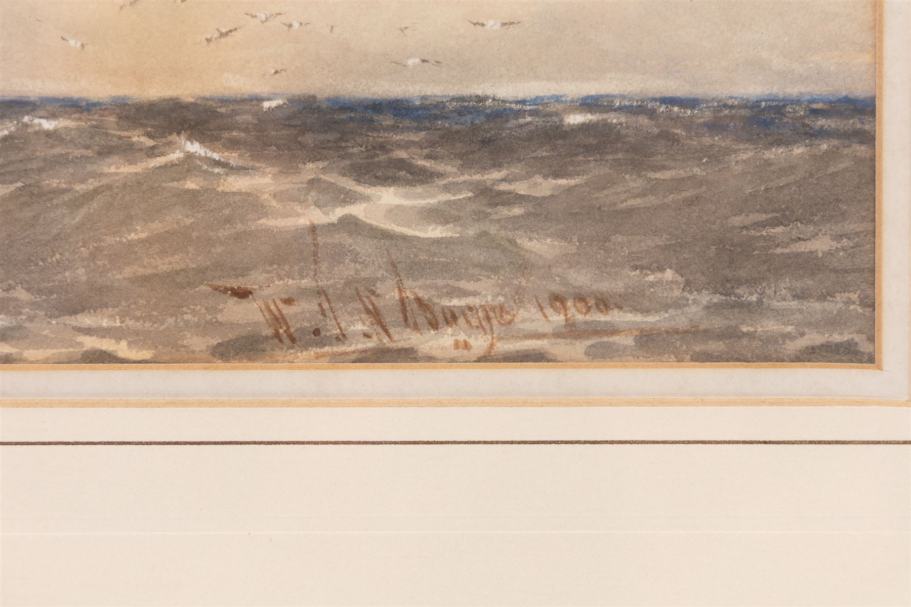 William Thomas Nichols Boyce (British 1858-1911): 'Breezy Day Off the River Tyne', watercolour signed and dated 1900, titled on the mount 21.5cm x 52cm 
