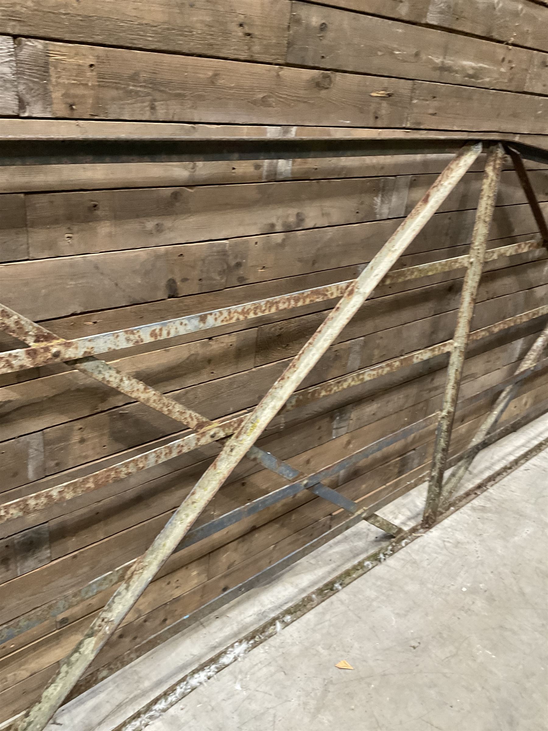 Large wrought metal country driveway or field gate (W324cm, H125cm)and a similar pedestrian gate (W110cm, H108cm)