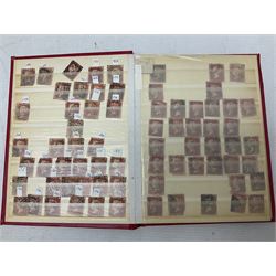 Queen Victoria penny red stamps including imperfs with MX cancel, perf stars and plates, various postmarks etc, housed in two stockbooks, on pages and loose