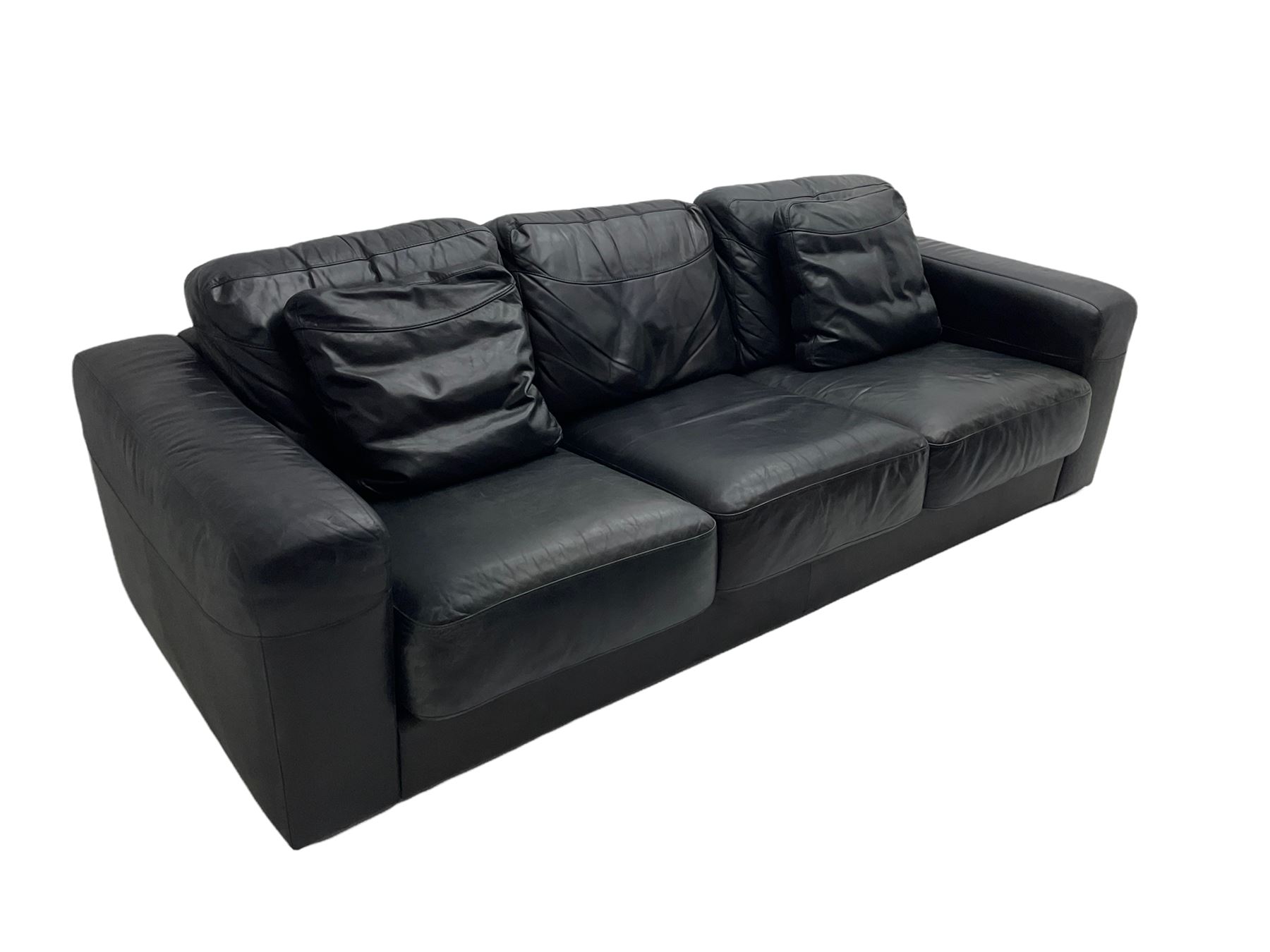 David Paine - 'Tennyson' three seat sofa, upholstered in soft black leather