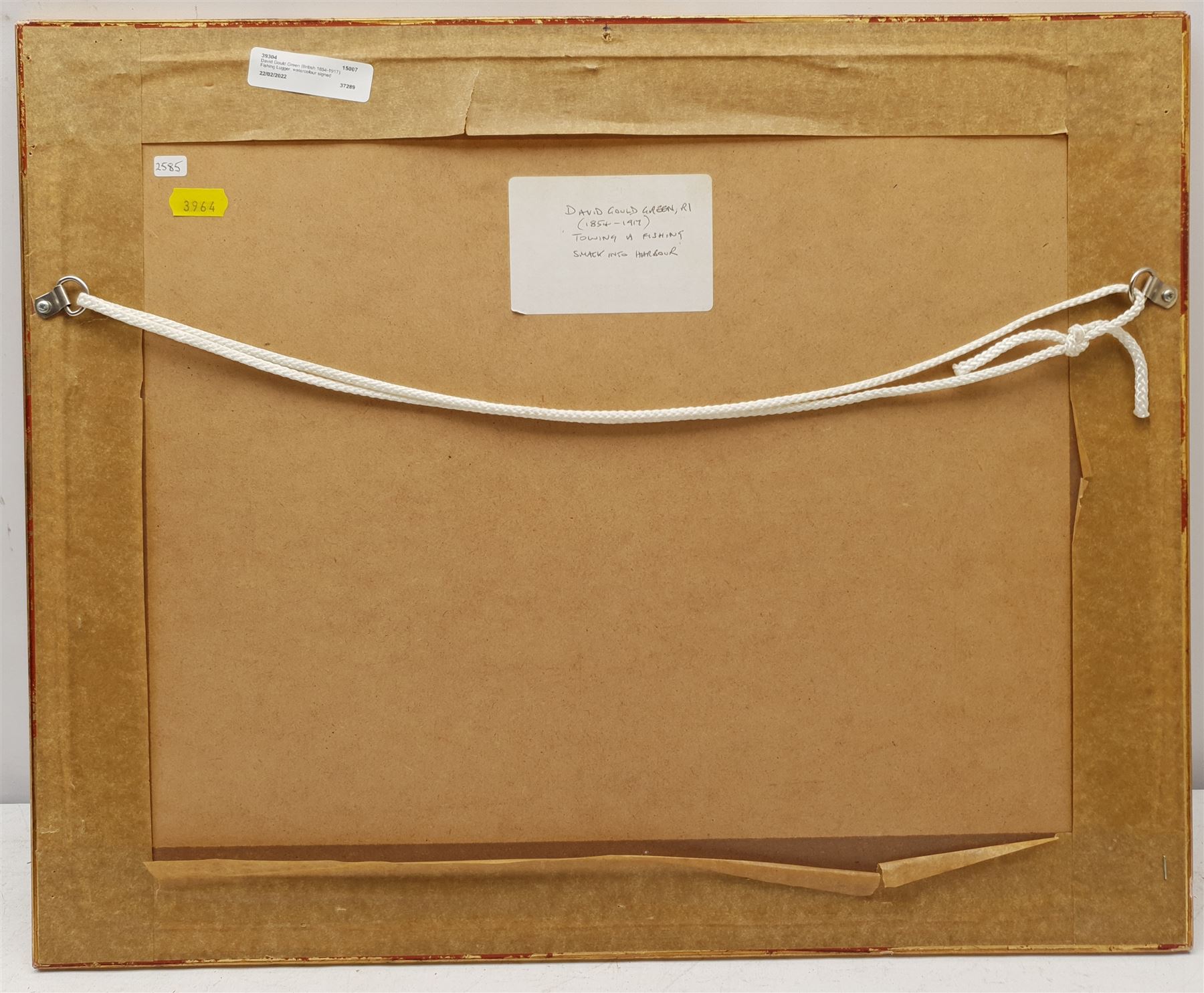 David Gould Green (British 1854-1917): 'Towing a Fishing Smack into Harbour', watercolour signed, labelled verso 23cm x 34cm