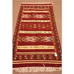  Moroccan Kelim red ground rug, 193cm x 104cm  