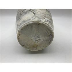 White marble vase, of baluster form, with grey, gold and green undertones, H30cm
