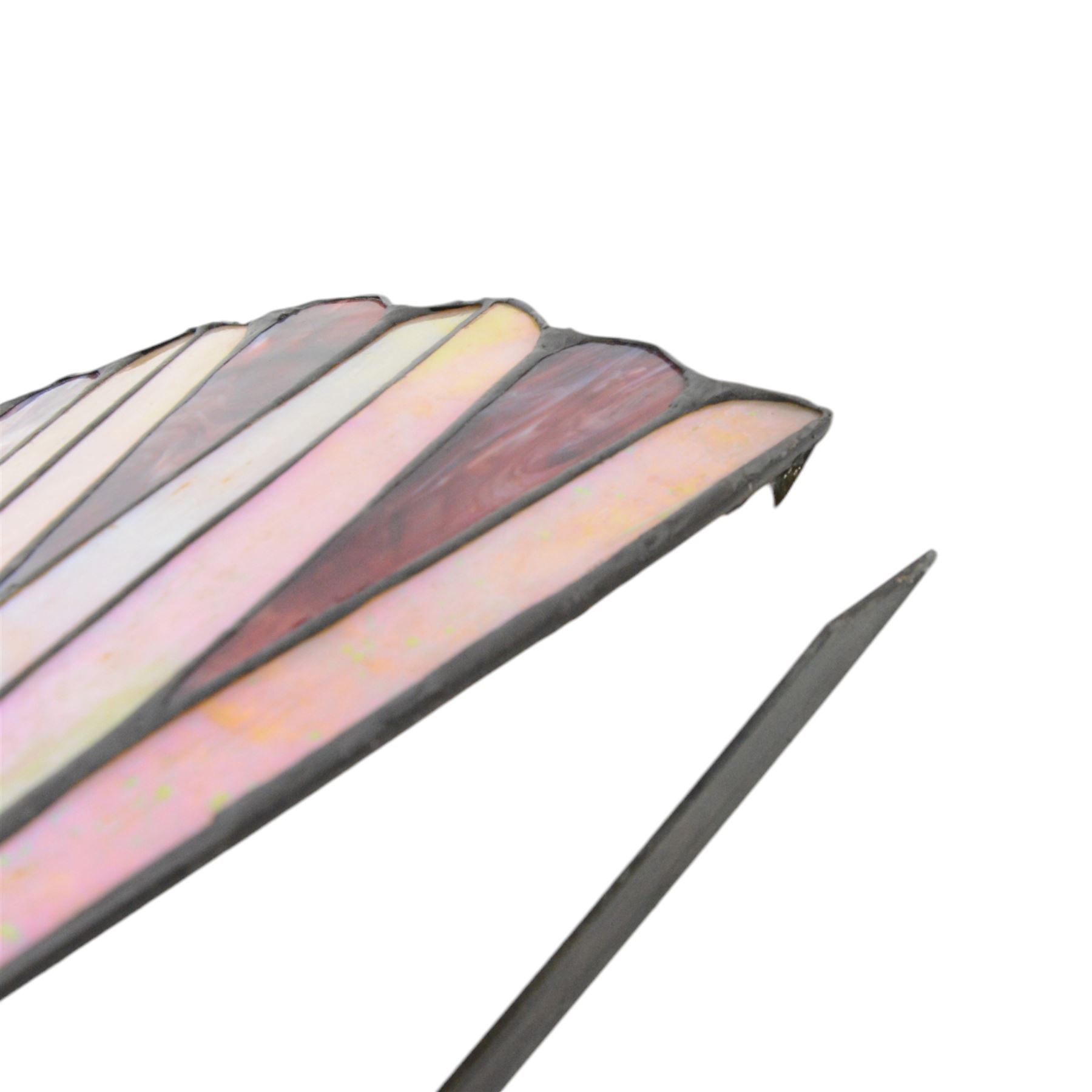 Pair of Tiffany style wall sconce uplighters, in cream and mottled red, with boxes, H18cm