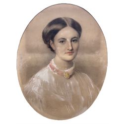 George Bonavia (Maltese/British 1818-1901): Bust Portrait of a Lady, probably a member of the Trollope family, oval pastel signed and dated 1866, 61cm x 48cm 
Provenance: private collection, purchased Neales Auctioneers Nottingham 27th March 2003 Lot 964; from Casewick Hall, Uffington, home of Sir John Trollope