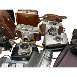 Collection of cameras, to include three Olympus Trip 35,  Balda Super Baldax, Seagull 4A TLR Camera, Pentax MG, Pentax-MV1, Yashica, two Yashica Electro 35, Rollei B35, Fujica 35 EE etc. 