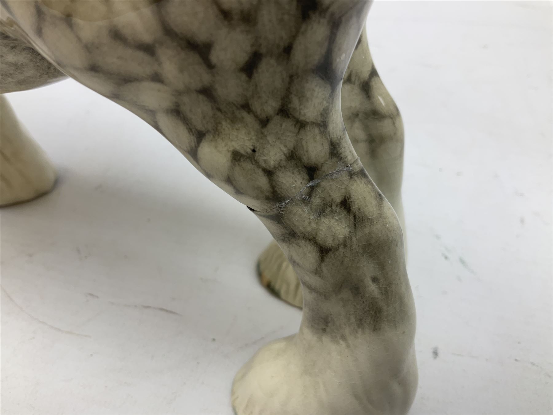 Beswick Shire horse in rocking horse grey no. 818, with printed mark beneath, H21cm